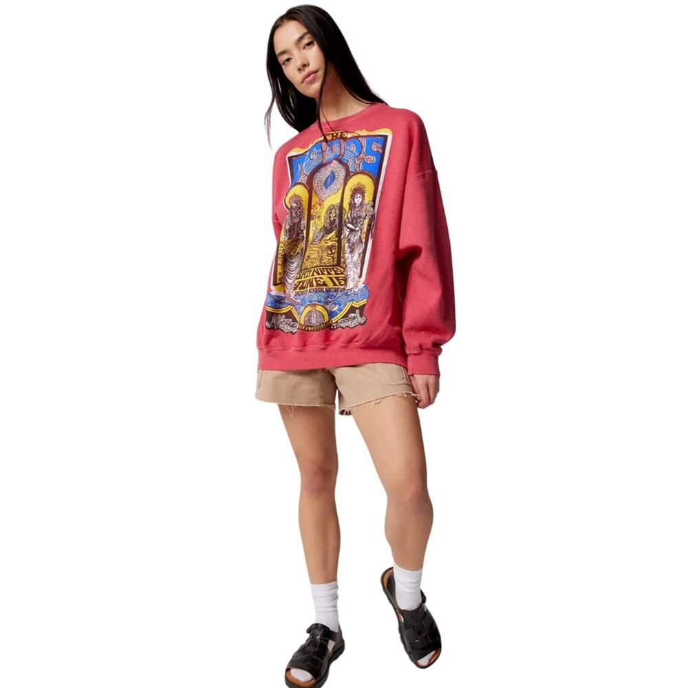 The Doors Pink Oversized Graphic Sweatshirt One Size Vintage Rock - Picture 2 of 6